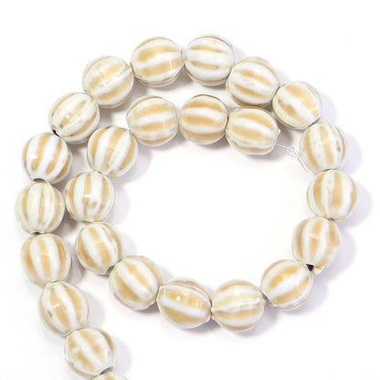 1 Strand Pumpkin Shape Stripe Ceramics Beads Colorful Floral Glaze Beads for Jewelry Making DIY Loose Spacer Beads Accessorie
