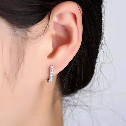 925 Sterling Silver Shining Zircon Earrings for Women Vintage Simple Round Circle Hoop Earrings Designer Party Jewelry Gifts