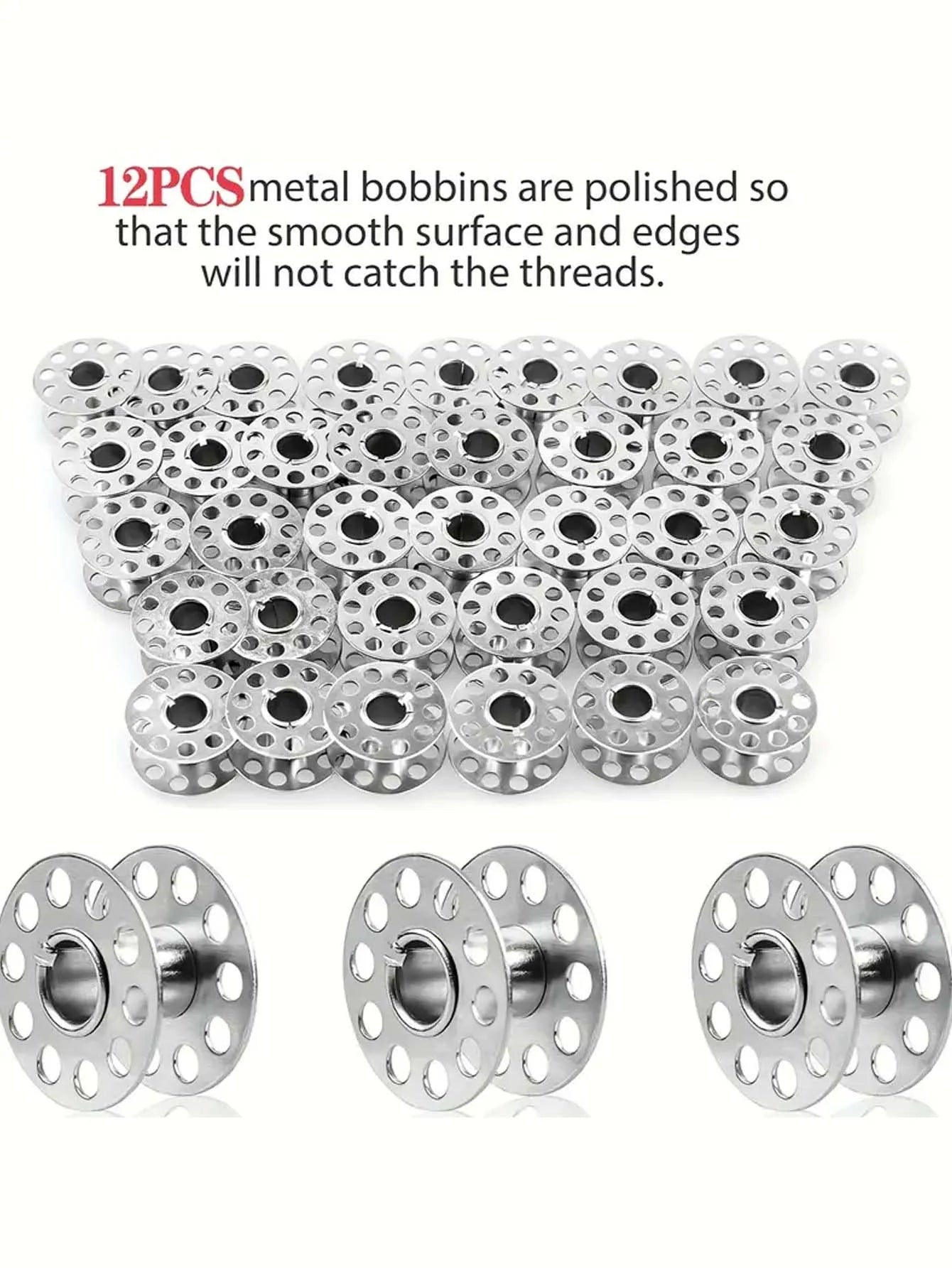 12/24PCS Stainless Steel Sewing Machine Bobbins - Durable Metal Construction for Brother Sewing Machine, Essential Sewing Cra