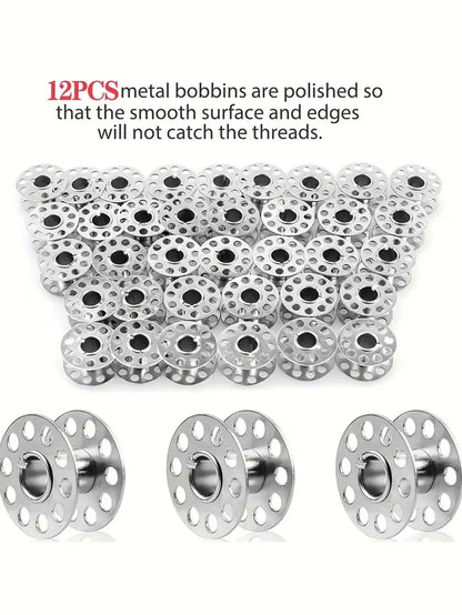 12/24PCS Stainless Steel Sewing Machine Bobbins - Durable Metal Construction for Brother Sewing Machine, Essential Sewing Cra