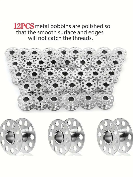 12/24PCS Stainless Steel Sewing Machine Bobbins - Durable Metal Construction for Brother Sewing Machine, Essential Sewing Cra