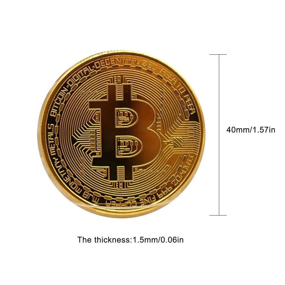Gold Plated Bitcoin Coin Collectible Art Collection Gift Physical Commemorative Casascius Crypto Coin Metal Antique Imitation