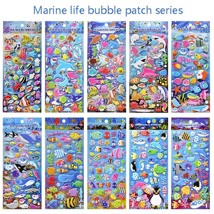 Sea Life Animal Shark Dolphin Fish Stereo 3D Bubble Sticker Diary Sticker Decoration Stationery Stickers