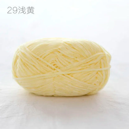 Pear Lustre Chenille Yarn 148Meters/Skein 2mm Thin Pleuche Wool Rope for Hand Crochet Dolls Shoes Materials - 29 Light Yellow