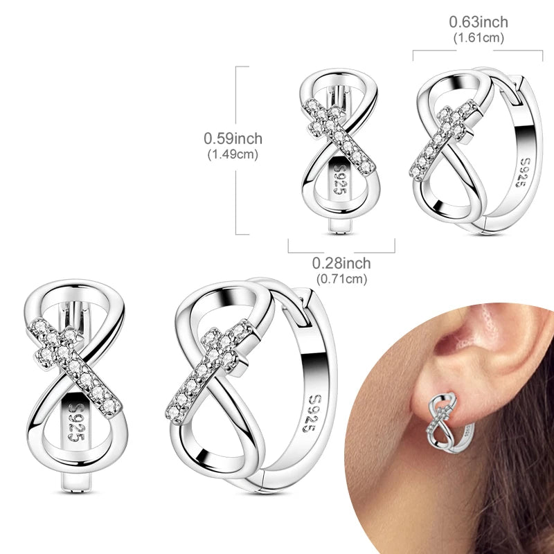 925 Sterling Silver Hoops Earrings Hypoallergenic Hoops Earrings With Zirconia Fashion Jewelry for Women Girls