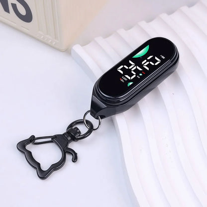 LED Electronic Hanging Watch Portable Waterproof Pocket Watch Digital Display Carabiner Luminous Pocket Watch Kids Adults - B