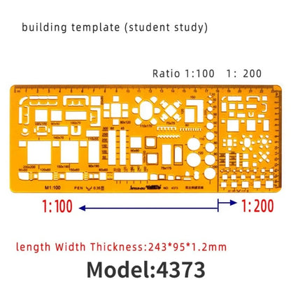 Architectural Drafting Template Set - Round & Oval Shapes, Resin Design Rulers for Furniture and Building Plans, Office Suppl