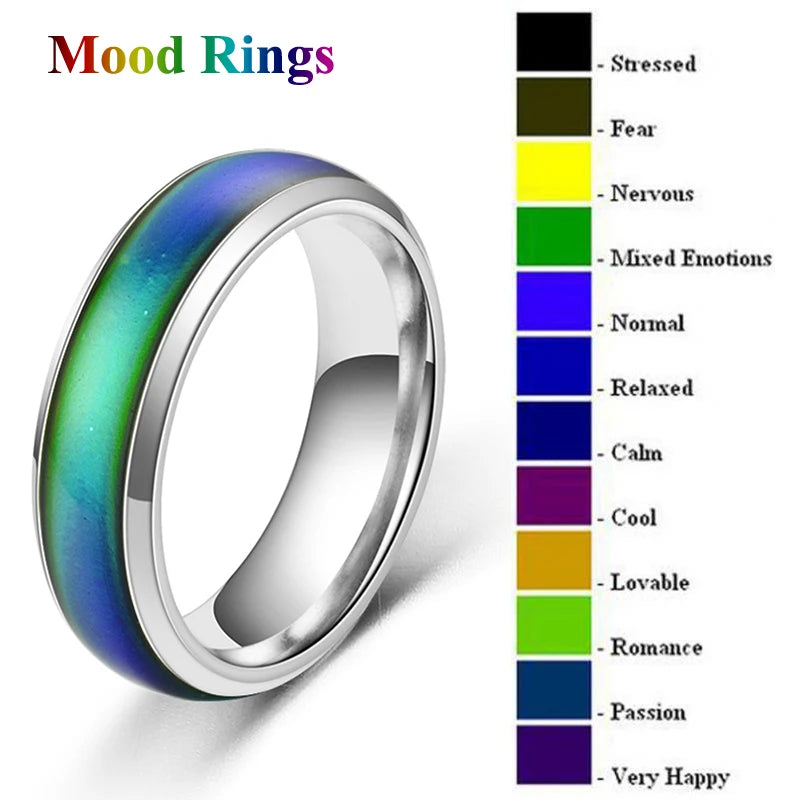 1pc Stainless Steel Mood Ring Changing Color Rings Emotion Feeling Temperature Ring For Women Men Couples Rings Fashion Jewel