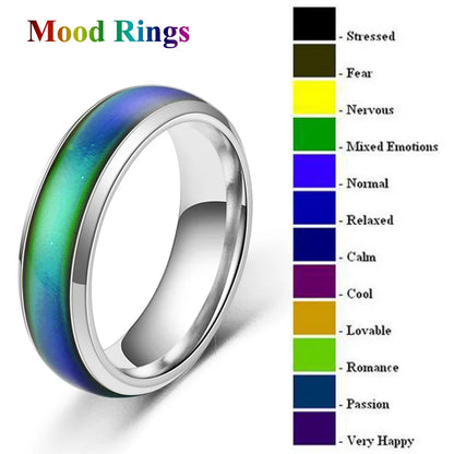 1pc Stainless Steel Mood Ring Changing Color Rings Emotion Feeling Temperature Ring For Women Men Couples Rings Fashion Jewel