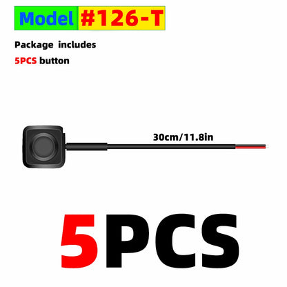 Momentary Push Button Switch ON/OFF 12V/24V Surface Mount Mini Round Black Button for Horn, Doorbell, Temporary Control - 5PC