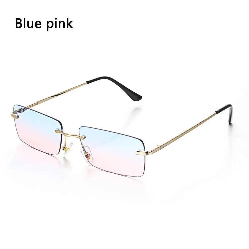 Trendy Punk Sunglasses Rimless Rectangle Sun Glasses for Men Women Fashion UV400 Driving Shades Frameless Gradient Eyewear - 