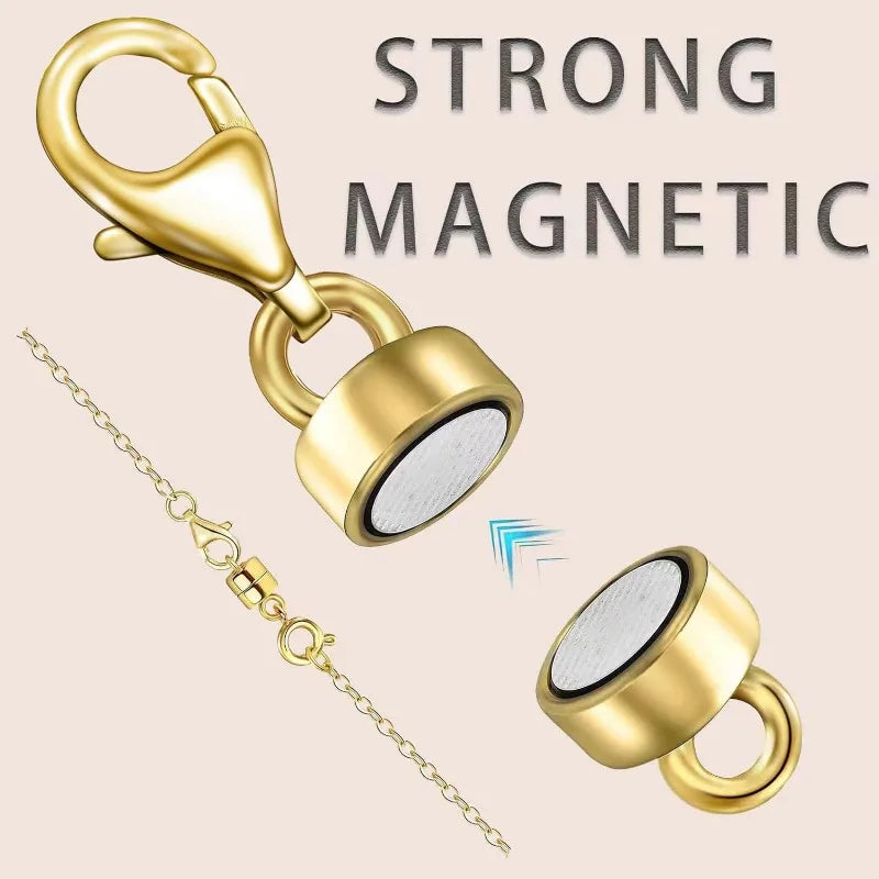 Magnetic Necklace Clasps and Closures with Lobster Clasp 14K Gold and Silver Plated Magnet Jewelry Clasps Converters