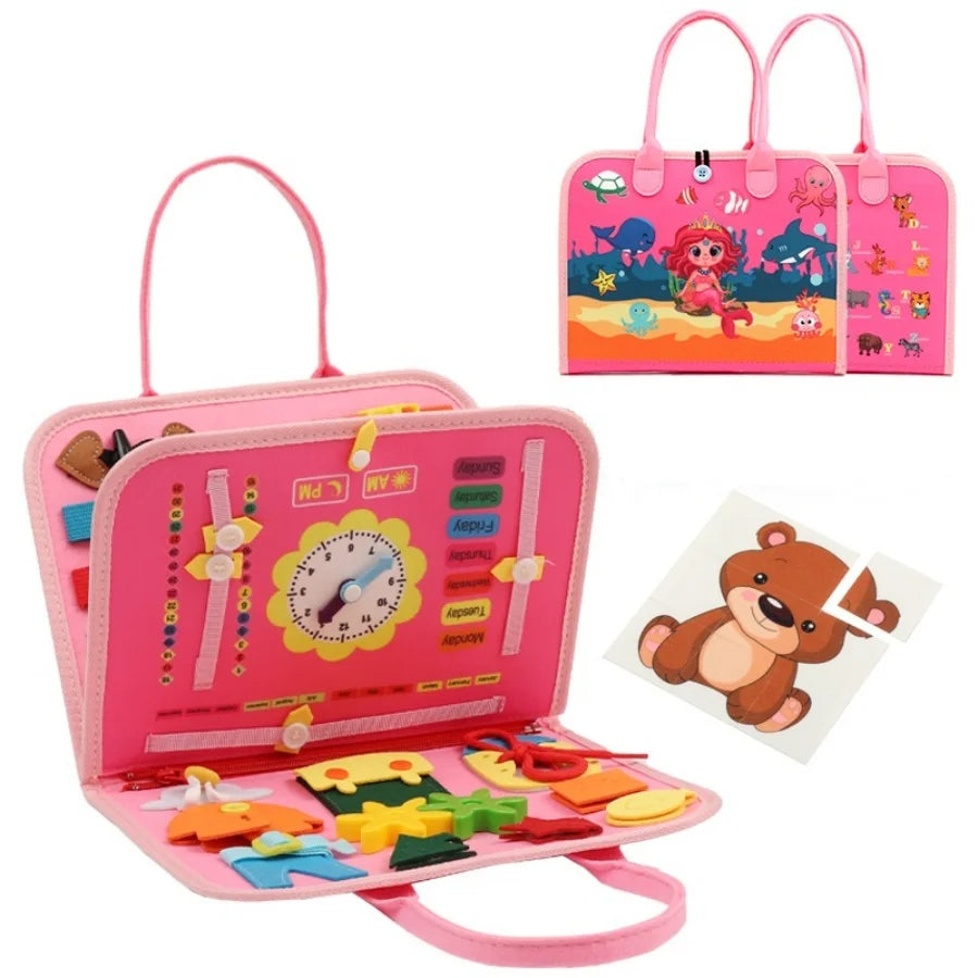 Busy Board Montessori Toys Gifts, Sensory Toys,Educational Travel Toys, Preschool Activities for Learning Fine Motor Skills -
