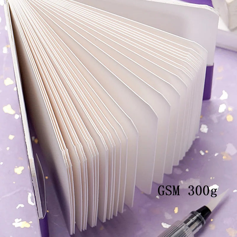 Watercolor paper painting book thick paper GSM300g square portable pocket book sketch 50% cotton pulp watercolor drawing book