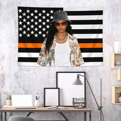 Customized American flag tapestry with personalized photos on 1pc, room decoration banner tapestry for family, idols, and pet