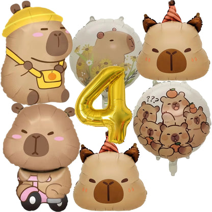 Birthday Decoration Capybara Birthday Invitation Card Cup Tablecloth Plate Napkin Poster Baby Shower Birthday Girl Party Favo