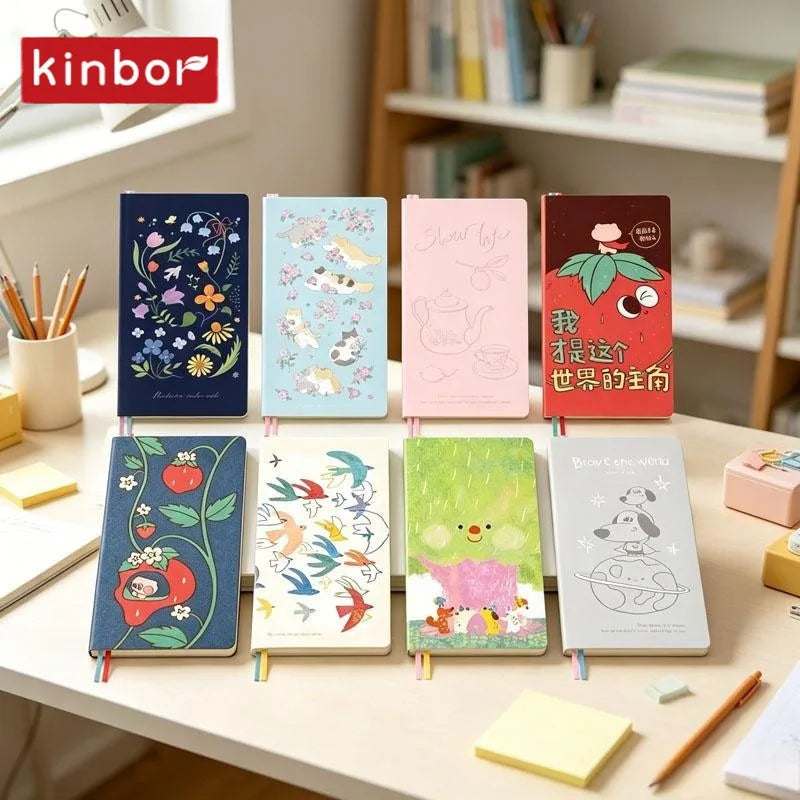 Kinbor Original Undated Weekly Planner, Illustrated Hardcover Journal with Two Pages Per Week, Portable To-Do List Notebook S