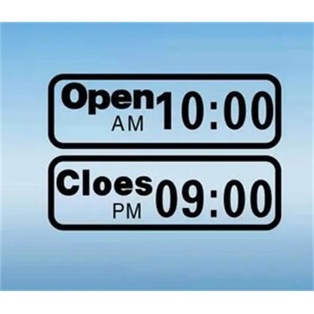 Store Window Wall Sticker 30*20cm Shop Store Opening Closes Business Time Poster Glass Wall Sign Sticker