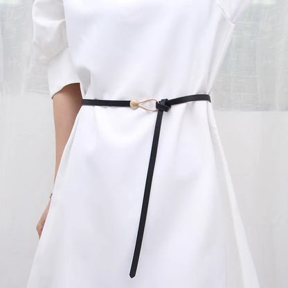 New Fashion Leather Women Belt Designer Metal Buckle Waist Strap All-match Lady Dress Coat Sweater Decorative Knotted Waistba