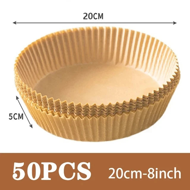 50Pcs Air Fryer Disposable Paper Non-Stick Airfryer Baking Papers Round Air-Fryer Paper Liners Paper Kitchen Accessories - 50