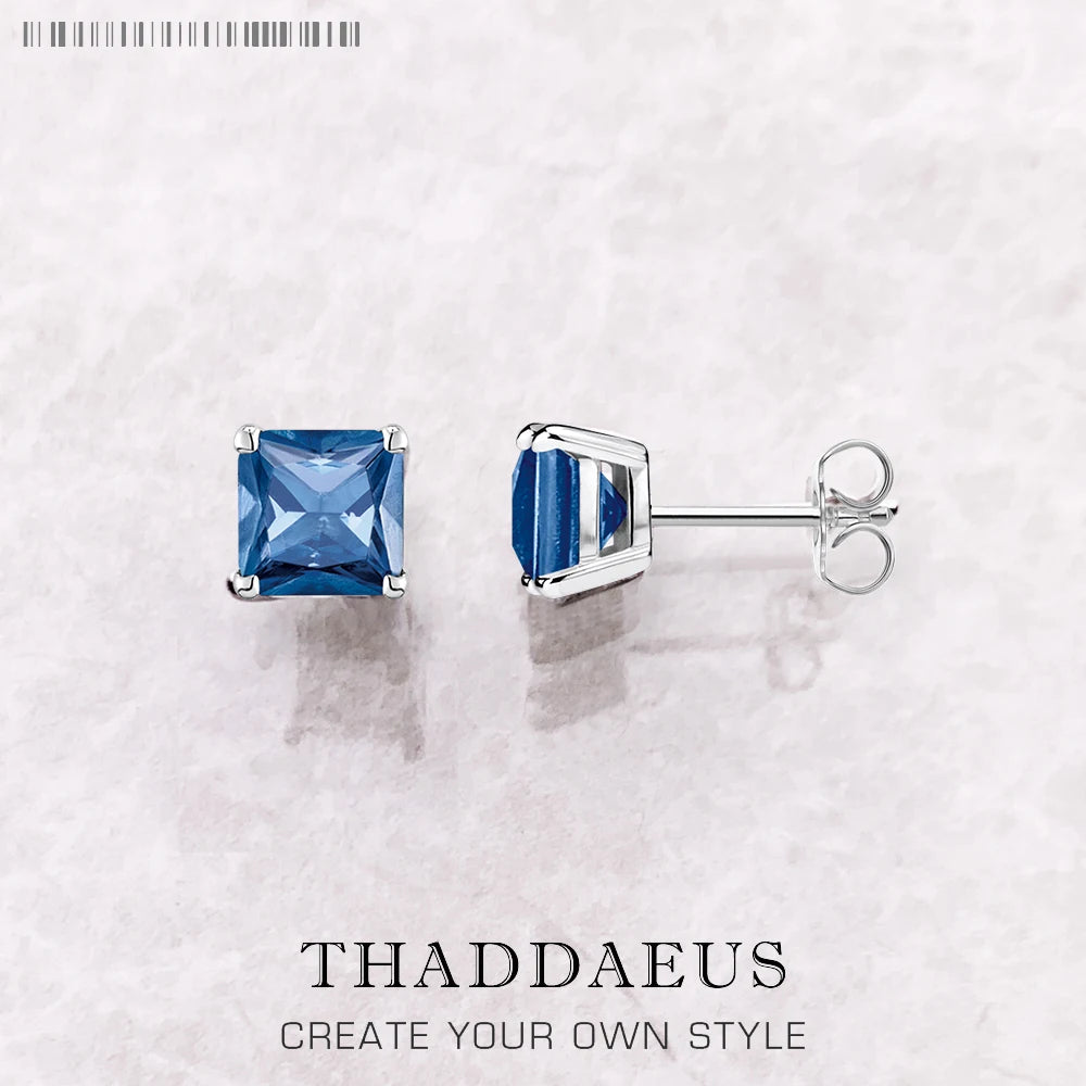 Studs Earrings Square Princess Cut Stone Europe Style Fine Jewerly For Women Trendy Gift In 925 Sterling Silver