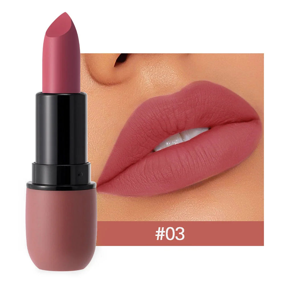 6-Color Matte Lipstick: Velvet Lip Color, Smooth, Waterproof, Long-Lasting Color Lip Makeup - Y0080-3