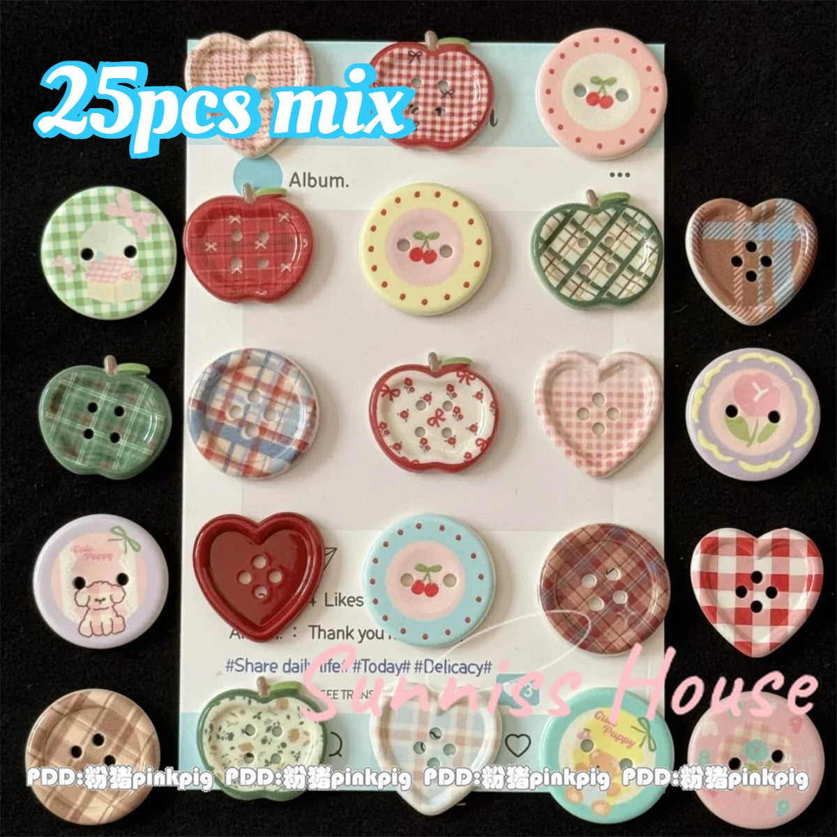 25Pcs Mixed Color Handmade Resin Round 2/4-hole Button for Sewing Clothes Accessories Crafts Scrapbooking DIY Apparel Supplie