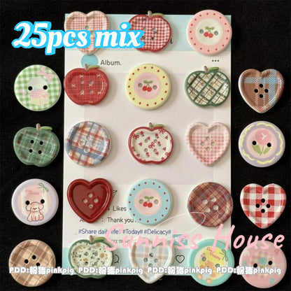 25Pcs Mixed Color Handmade Resin Round 2/4-hole Button for Sewing Clothes Accessories Crafts Scrapbooking DIY Apparel Supplie