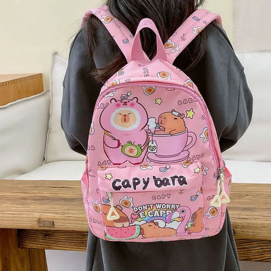 Cute Large Capacity Capybara Backpack Cartoon Breathable Student Schoolbag Nylon Ultra-light Book Bag Back to school Women Gi