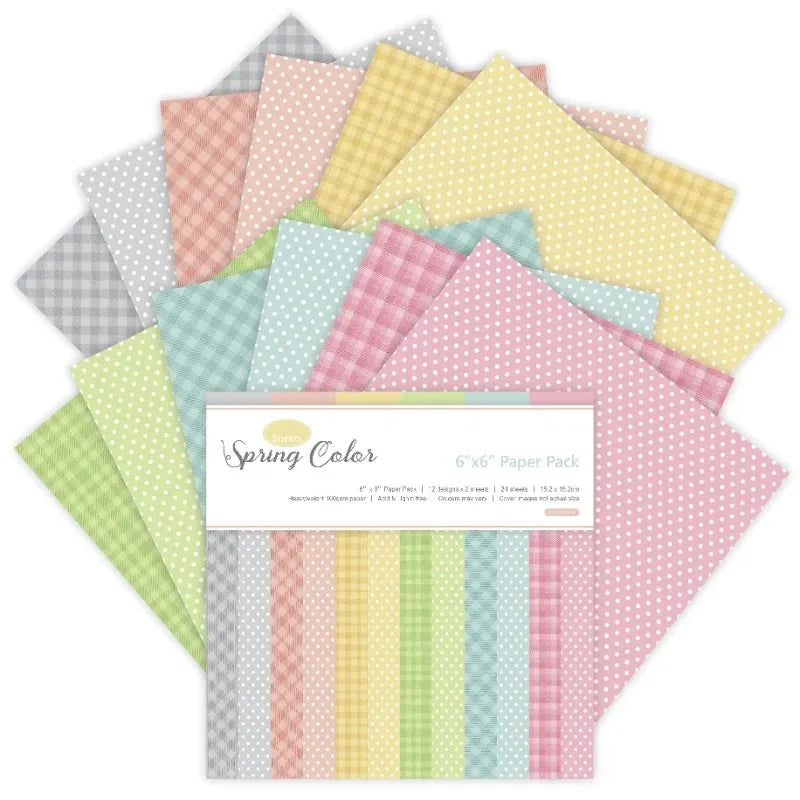 12 Sheets Spring Colors Craft Paper Pads Cutting Dies Art Background Origami Scrapbooking Card Making