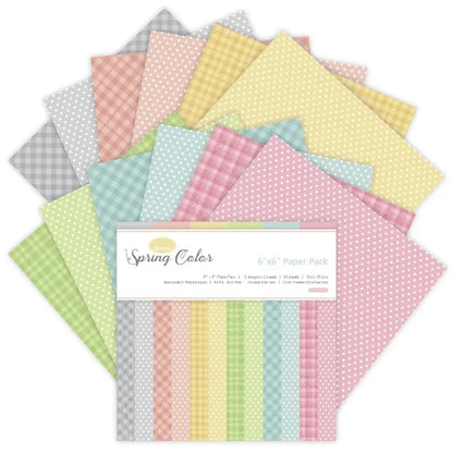 12 Sheets Spring Colors Craft Paper Pads Cutting Dies Art Background Origami Scrapbooking Card Making - 1 pcs