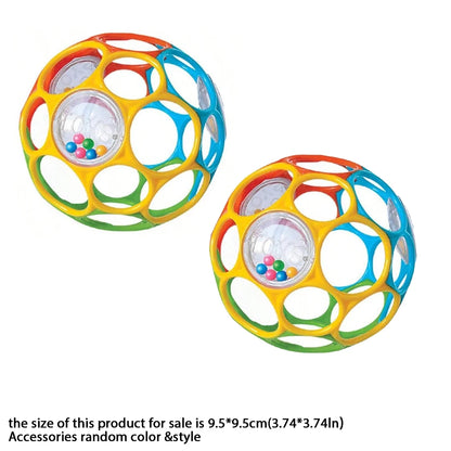 Soft Baby Grasping Ball Rattles with Bell Ball Early Education Educational Sensory Toy Random Color） - 2PCS-G