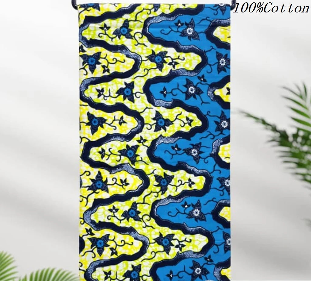 New African Ankara Batik Fabric Super Real Wax African Cotton Material Prints Wax Tissu For Sew 6yards