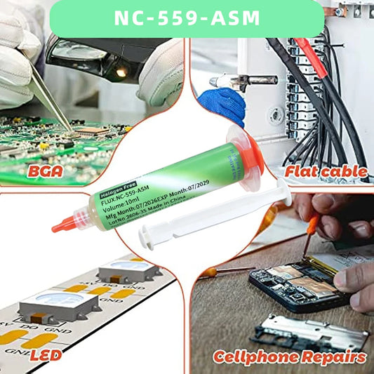 NC-559-ASM BGA PCB No-Clean Solder Paste Welding Advanced Oil Flux Grease 10cc Soldering Repair Paste