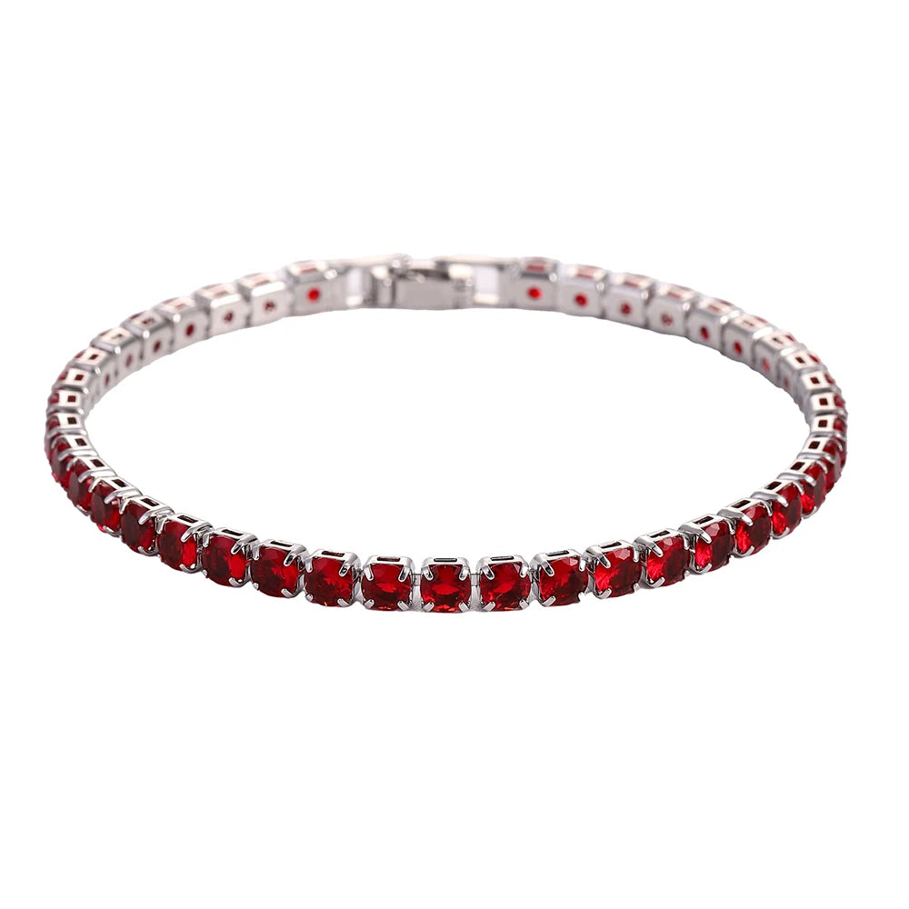 Luxury Hiphop Iced Out 4mm Cubic Zirconia Crystal Tennis Bracelets For Women Men Gold Color Silver Color Bracelet Chain Jewel