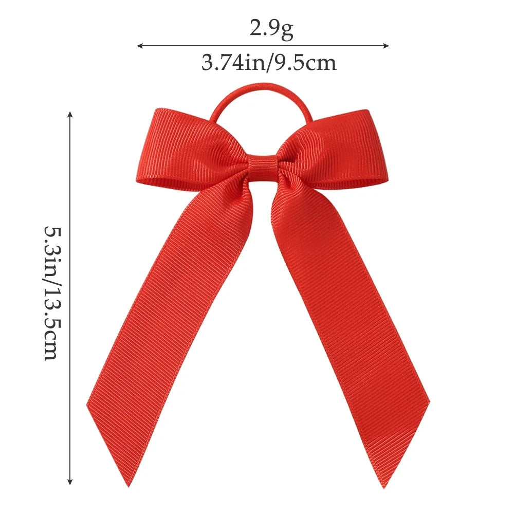 1PC Solid Color Ribbon Pigtail Hair Bows Elastic Hair Bands Holders Ties Hair Accessories for Baby Girls Infants Toddler