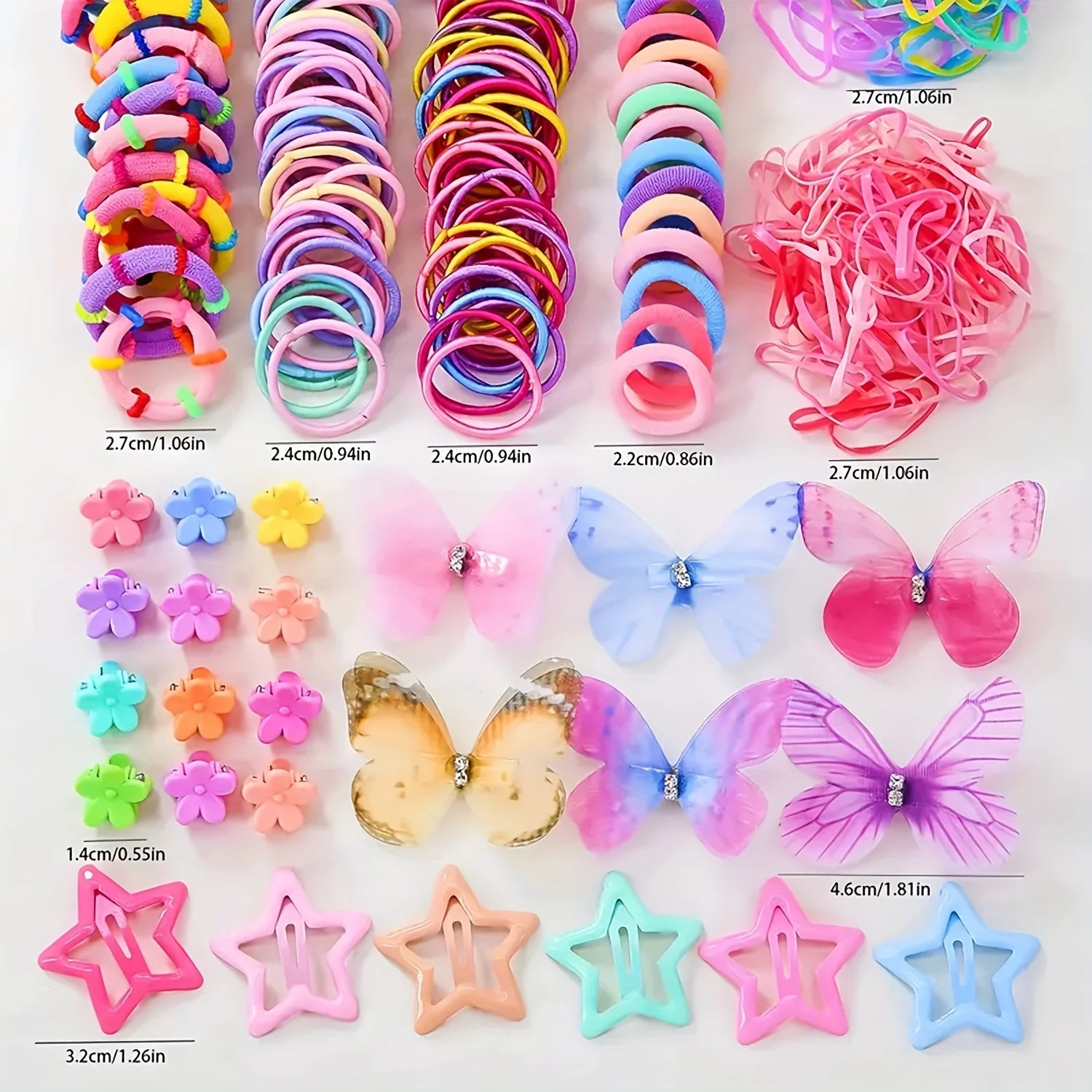 941 sets of colorful and cute outfits for girls | Includes various clips, hair ties, flowers, and double-layered bow headpiec