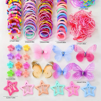 941 sets of colorful and cute outfits for girls | Includes various clips, hair ties, flowers, and double-layered bow headpiec
