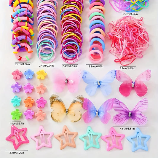 941 sets of colorful and cute outfits for girls | Includes various clips, hair ties, flowers, and double-layered bow headpiec