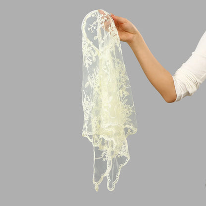 Elegant Lace Scarf Hollow Out Embroidery Foulard Bandana Solid Color Triangular Scarf Thin Vintage HandkerChiefs for Hair Wom
