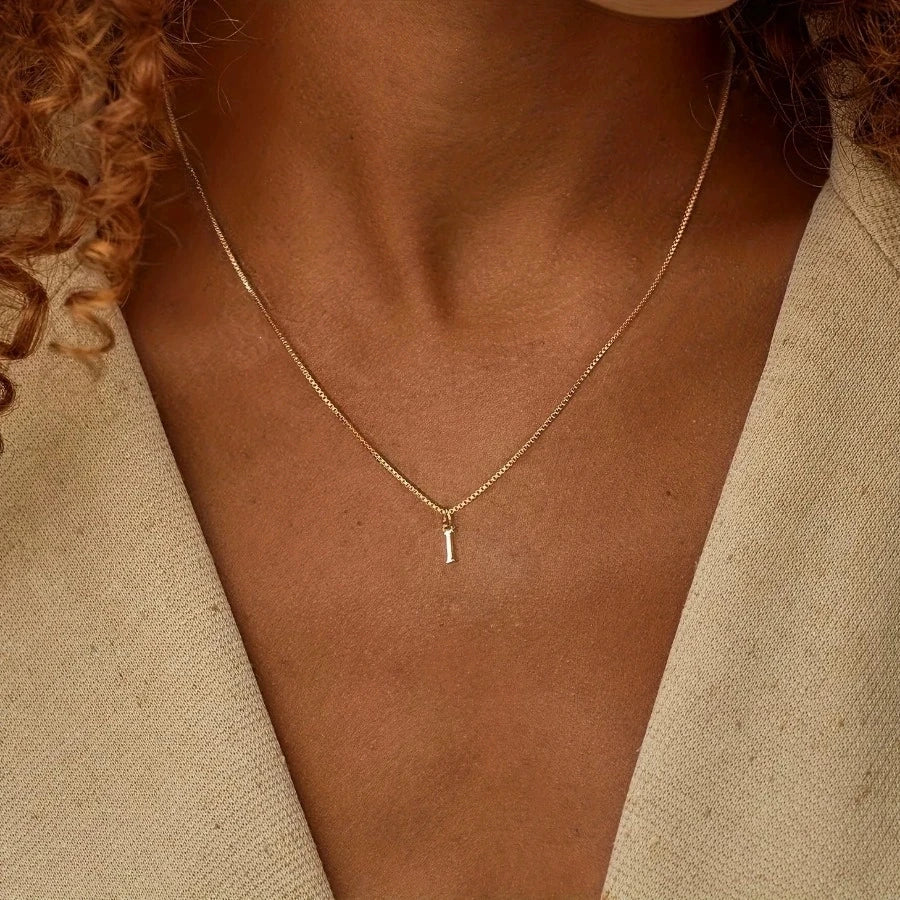 A-Z Initial Necklace 18K Gold Plated Necklace Cute Letter Stainless Steel Necklace for Women - I