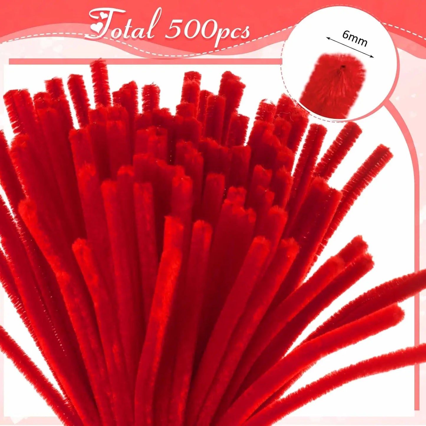 500PCS Pipe Cleaners Craft, Chenille Stems Assorted Sticks Bulk Pipe Cleaner Craft Supplies for DIY Craft Creative Projects
