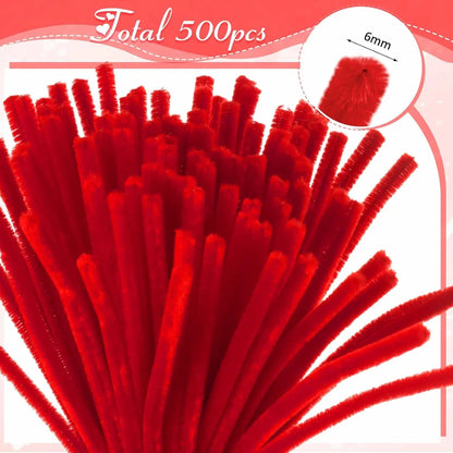 500PCS Pipe Cleaners Craft, Chenille Stems Assorted Sticks Bulk Pipe Cleaner Craft Supplies for DIY Craft Creative Projects
