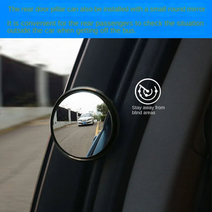 Car Blind Spot Rear View Mirror Wide Angle 360 Degree Adjustable Small Round Mirror Car Reverse Auxiliary Rearview Convex Mir