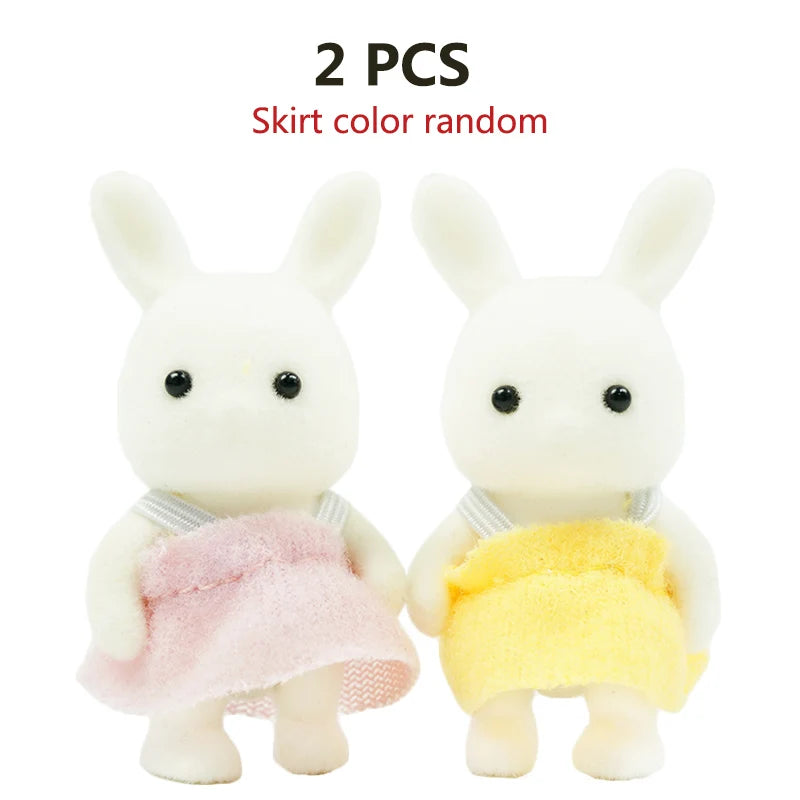 Rabbit Doll 1/12 Micro Dollhouse Reindeer Sheep Elephant Squirrel Family Kitchen Toy Miniature Furniture Set Girl Toy Gift - 