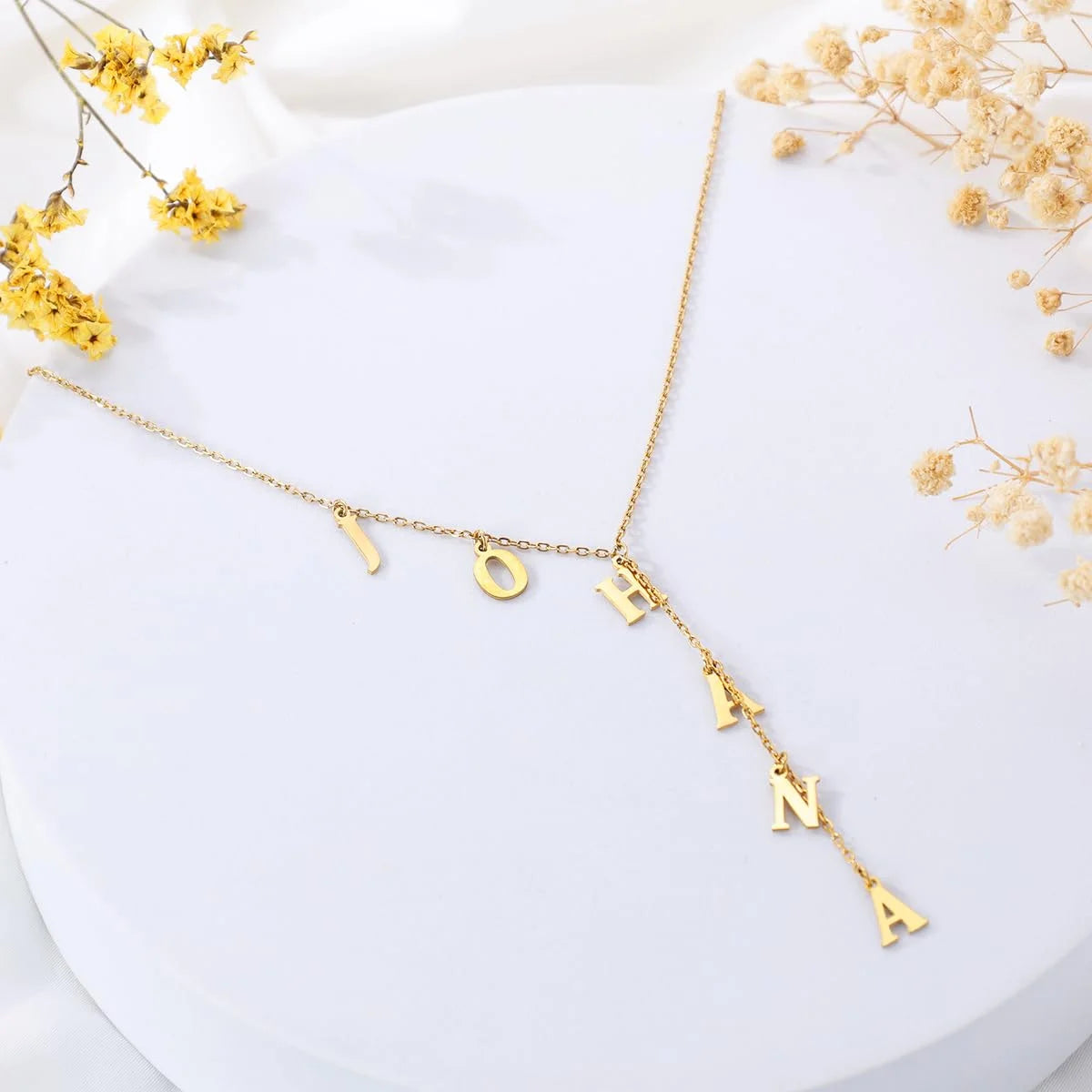 Custom Lariat Name Necklace Personalized Y Necklace Dainty Drop Name Jewelry Initials Necklace for Women Unique Gift for Her