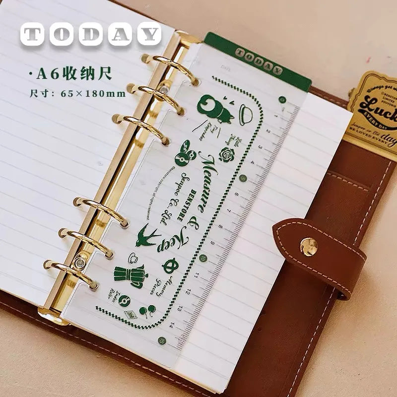Binder Storage ruler vintage loose-leaf Notebook inner page index divider bookmark DIY accessory flexible ruler - A6
