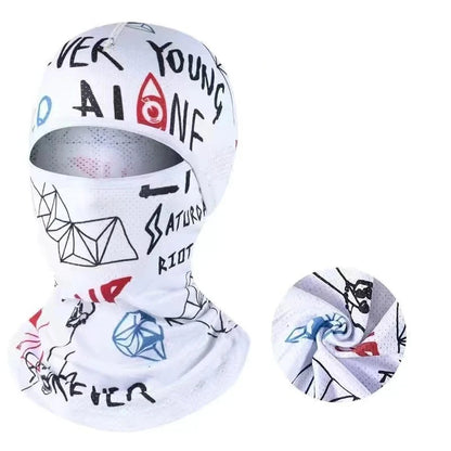 Summer Cool Ice Silk Balaclava - Full Face Cover with UV Protection for Cycling, Motorcycle & Outdoor Sports - White (Style C