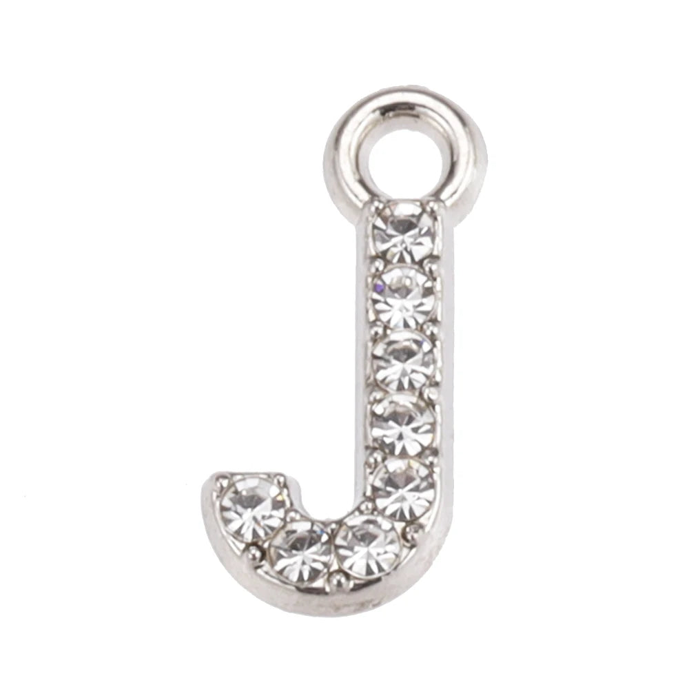 10/26pcs Silver Color Alloy Crystal Mini Alphabet 26 Letter Charms Pendants for Women Necklace Earring Jewelry Accessories