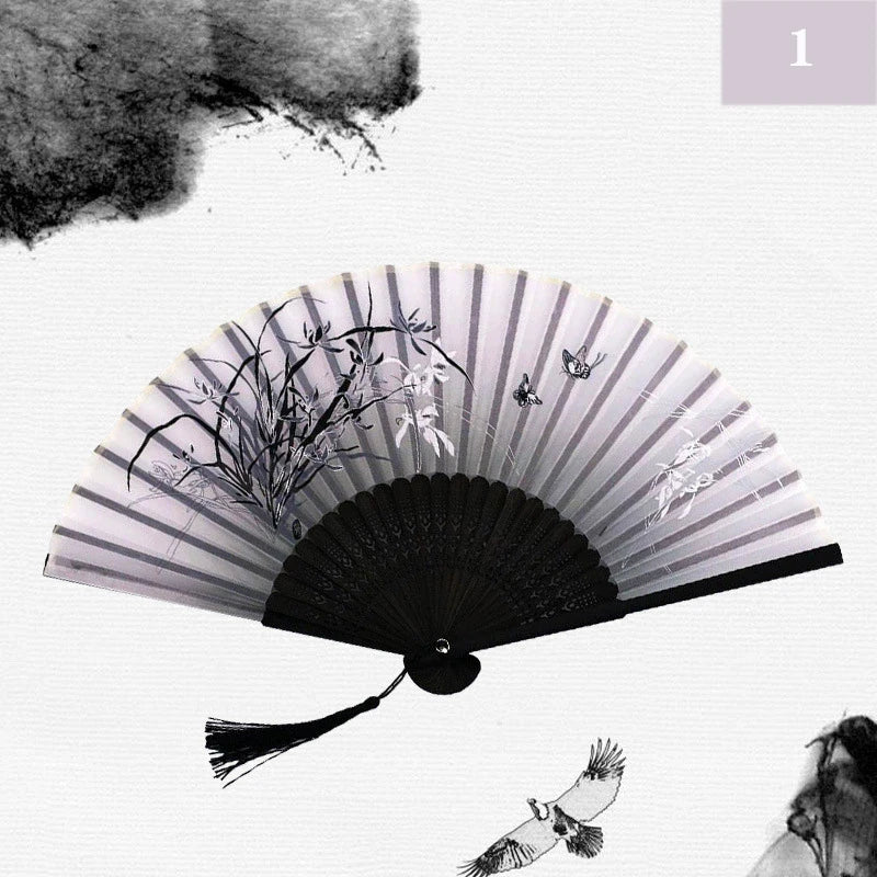 Folding Hand Fan Vintage Silk Bamboo Fans Chinese Hand Fans Women Dance Fan Cosplay Wedding Party Props Decor Gift Fan Portab